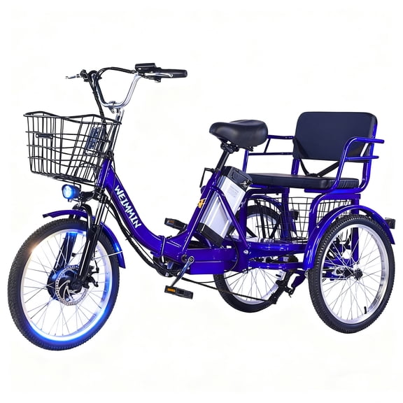 MENGFANMIN Electric Tricycle for Adults,3 Wheel Electric Trike Peak 700w,36V13AH Li-Battery,20 inch Ebike Suitable for Carrying Passengers and Cargo