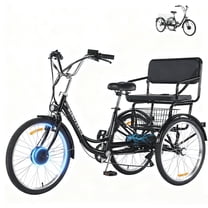 MENGFANMIN Electric Trike for Adults,24 inch 3 Wheel Tricycle Ebike,36V13AH Li-Battery,Peak 700w, Tricycles with Seat and Baskets,up to 45 Miles