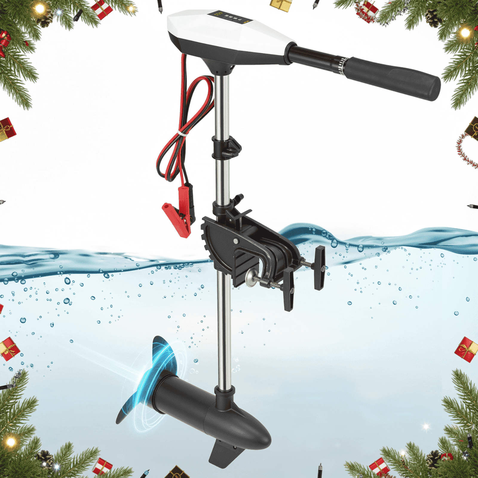 Electric Trolling Motor with 55 Lbs Thrust 8 Speeds,Outboard Boat Motor with LED Battery Indicator and Telescoping Handle for Kayak Fishing Boats Freshwater ,white