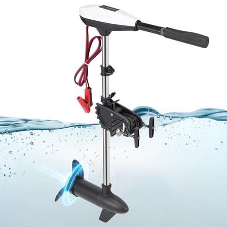 Naipo 55lb Thrust Trolling Motor 8 Speeds Electric Outboard Boat Motor with LED Battery Indicator and Telescoping Handle for Kayak Fishing Boats Freshwater white