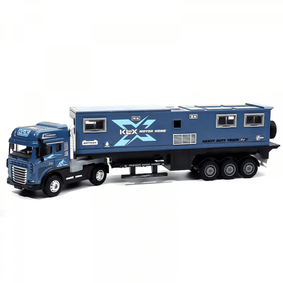 Electric Truck with Trailer Set, Semi Truck Toys with Lights & Sound for Kids 3-8 Years Christmas Birthday Gifts-Blue