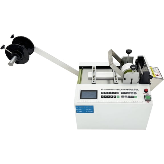 Electric Tube Cutting Machine Microcomputer Automatic Pipe Cutter 110V Max 3.35in Cut Width for Plastic/PVC/Heat Shrink/PE Tube