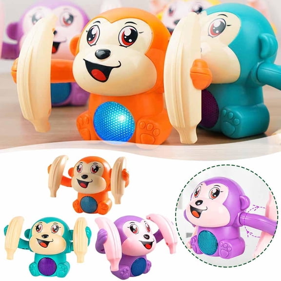 Electric Tumbling Monkey Toy, Interactive Rolling Animal Figure with Sound Light Voice Induction Baby Gift