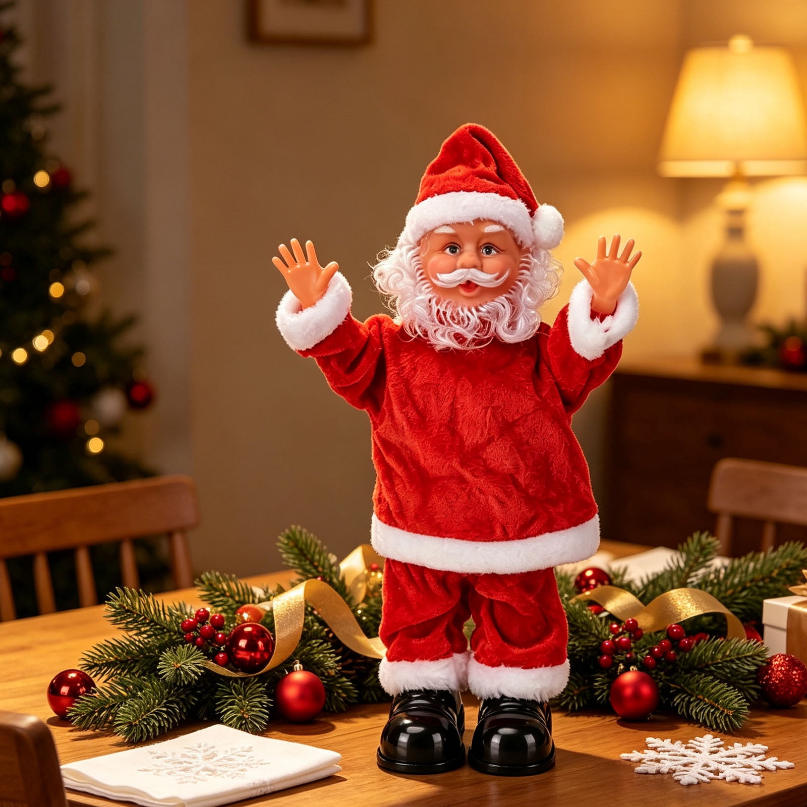 Santa Items Electric Tumbling Santa Figure, Red Velvet Interactive Christmas ...