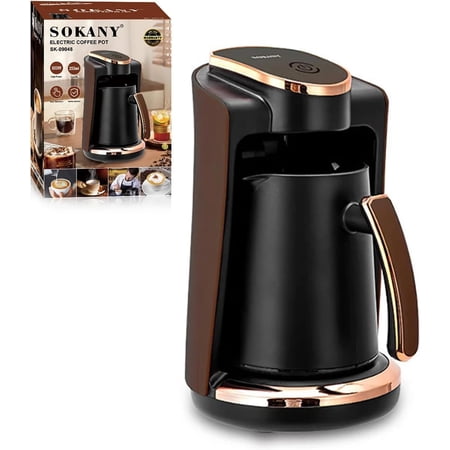 Electric Turkish Greek Coffee Maker 550W 250ML Single Cup Machine with Included Cup & Spoon for Home Office Travel Brewing