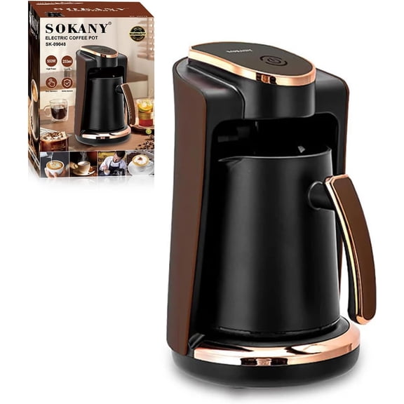 Electric Turkish Greek Coffee Maker 550W 250ML Single Cup Machine with Included Cup & Spoon for Home Office Travel Brewing