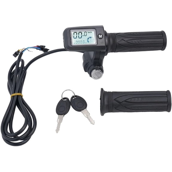 Electric Twist-Throttle Grips, E-Bike TwistThrottle 24-72V Electric Scooter Bicycle Grip Handlebar LED Display with Key Switch Indicator for E-Scooter Bicycle(6pin with 3 gear speed adjustment)