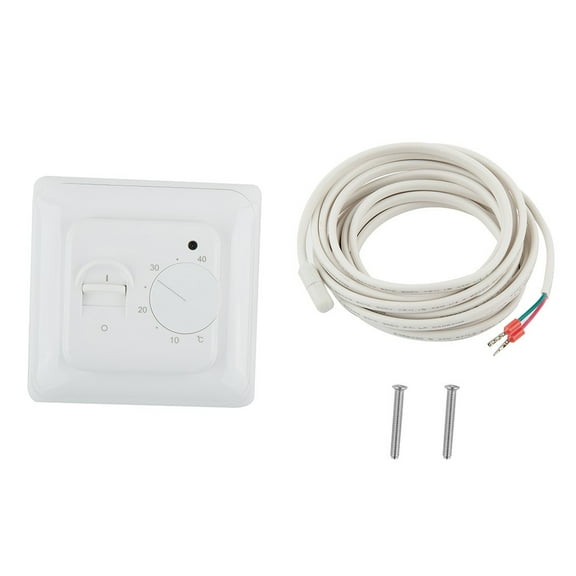Electric Underfloor Heating Thermostat Mechanical Temperature Controller with Floor Sensor and Safety Switch, Wall Mounted Non-Programmable Temperature Control for Energy-Saving Home Comfort