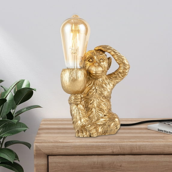 Electric Unique Resin Monkey Lighting Fixture,110V Bedroom Table Gold Lamp,Gold Monkey Desk Lamp