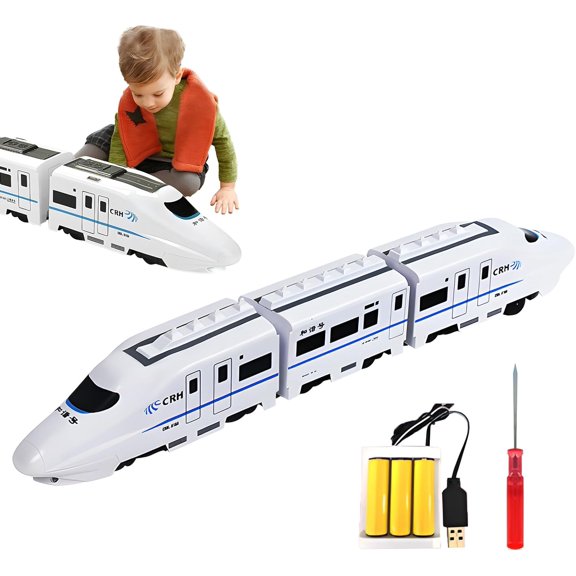 Electric Universal Simulation High Speed Railway Harmony Train Toy, Train Model Educational Toys with Lights and Sounds, Freely Assembled High Speed Train Kids Toy Car for Boys(3 Carriages)