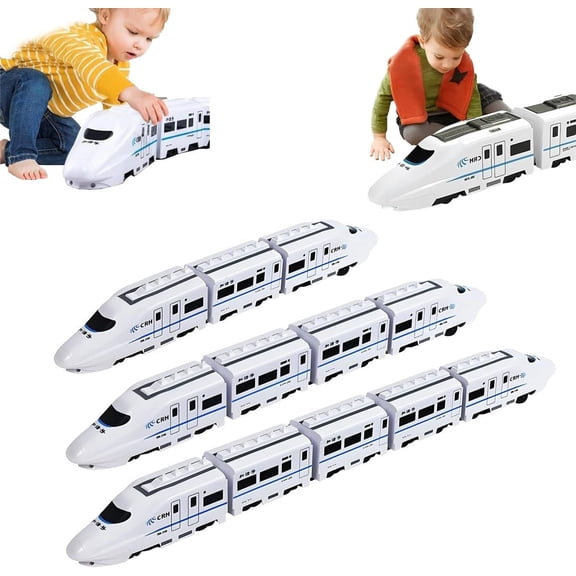 Electric Universal Simulation High Speed Railway Harmony Train Toy, Train Model Educational Toys with Lights and Sounds, Freely Assembled High Speed Train Kids Toy Car for Boys(3PCS)