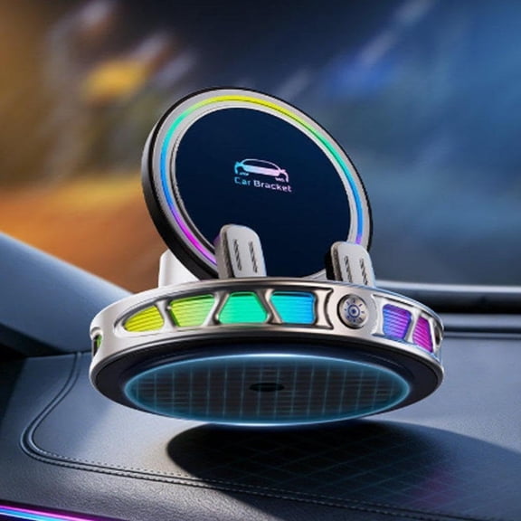Electric Vacuum Car Phone Mount with 7-Color RGB Light, Auto-Clamping 360 Dashboard Holder for Smartphones