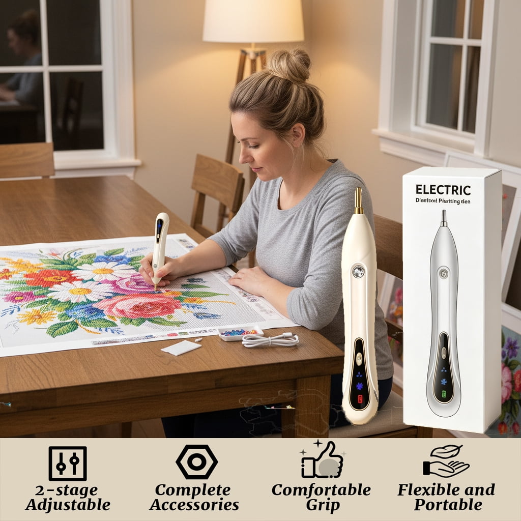 Electric Vacuum Diamond Painting Pen with 2 Mode,No Wax Needed Cordless Diamond Drill Pen,Dot Drill Tool for Rhinestones