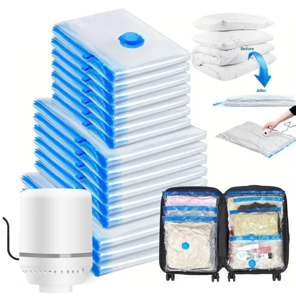 Electric Vacuum Pump for Bags - Portable for Clothes, Comforters, Blankets, Bedding&Travel,Reusable for Closet Organization, Fits Most Vacuum Seal Bags