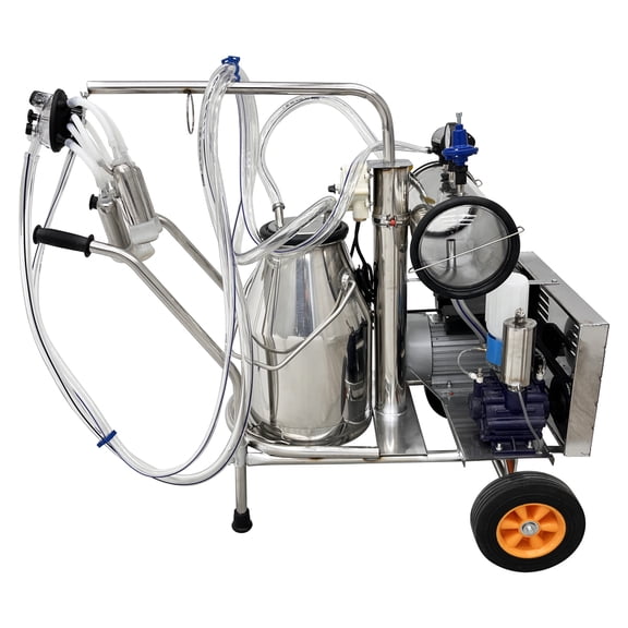Electric Vacuum Pump Cow Milking Machine with Stainless Steel Milk Bucket