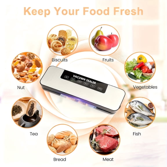 Electric Vacuum Sealer Machine for Food Storage, Compact Design, 110V 120W for Home Kitchen Use