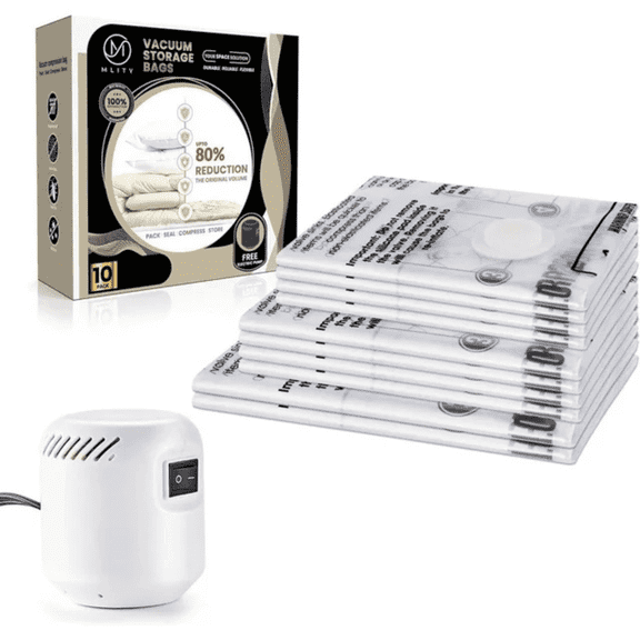 Vacuum Storage Bags, 18-Pack Space Saver Bags for Clothes, Bedding & Travel – Includes 2 Pumps