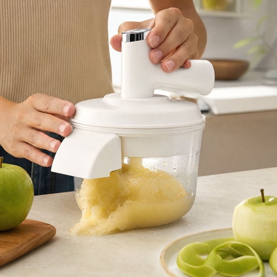 Electric Vegetable Chopper,Electric Food Shredder,2 In 1 Electric Vegetable Chopper,Rechargeable Portable Food Shredder Fruit Peeler Multifunctional Kitchen Cutting Tool(White 9in)