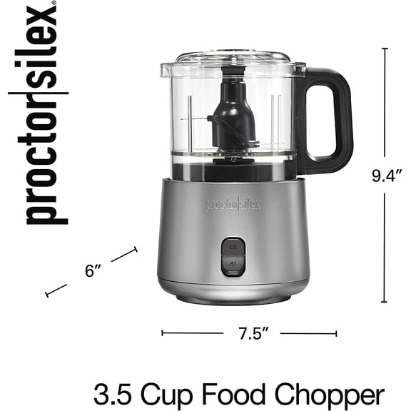 Electric Vegetable Chopper & Food Processor with 2 Speeds for Chopping Puree Emulsify 3.5 Cups Silver