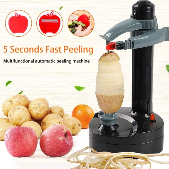 Electric Vegetable & Fruit Peeler - for Christmas & 2026 Holiday Meal Prep, Multifunctional Stainless Steel Peeling Tool, Battery-Operated (4 AA Batteries Required), Kitchen Peeler, 5.5*11in, Black