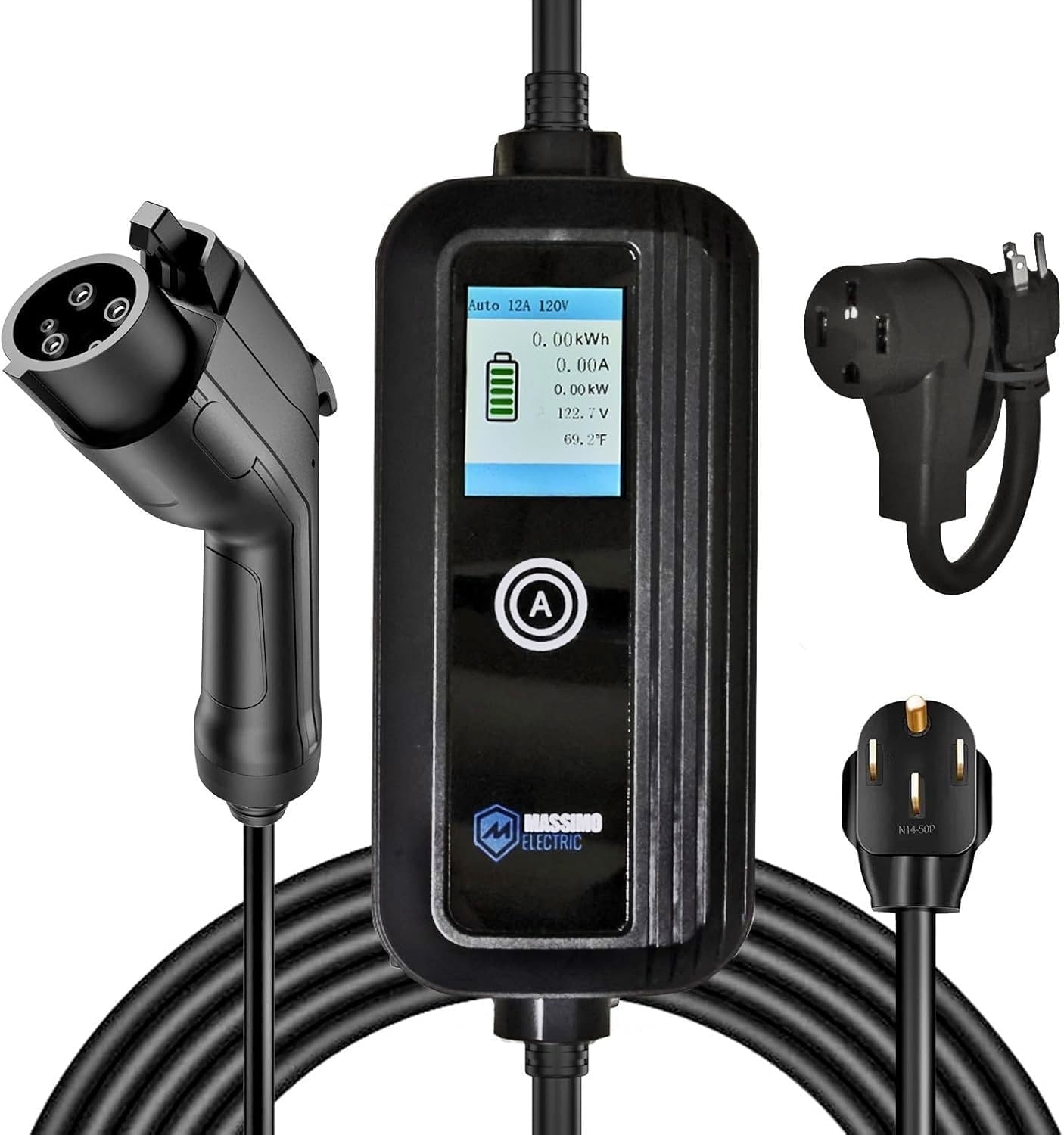 Electric Vehicle Charger Portable EV Charger, 32 AMP NEMA 14-50 and 12AMP NEMA 5-15 Connector, Level 1 & 2