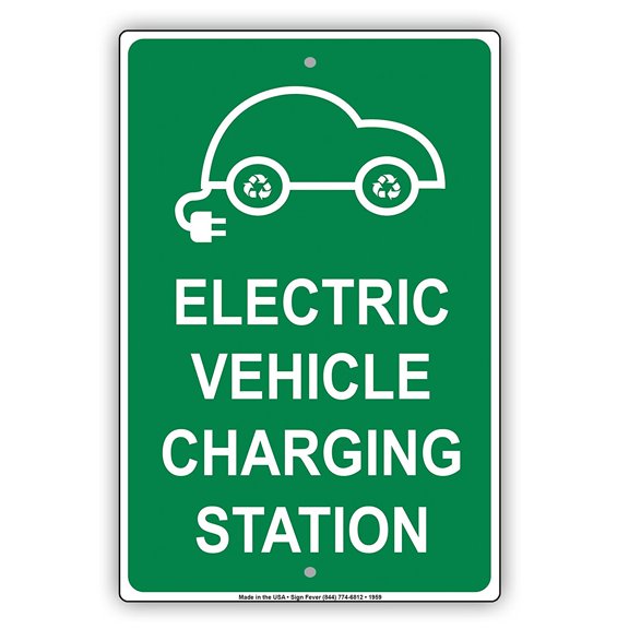 Electric Vehicle Charging Station With Graphic Reserved Spot Alert Caution Warning Aluminum Metal Sign 8"x12" Plate