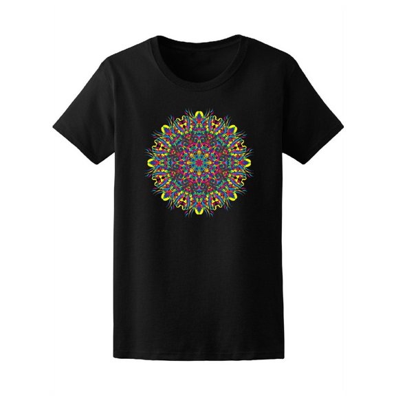 Electric Vibrant Mandala T-Shirt Women -Image by Shutterstock, Female Small