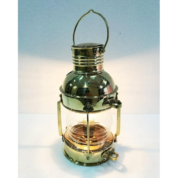 Electric Vintage Stable Gold Brass Lantern Lamp Wall Hanging Home Decor