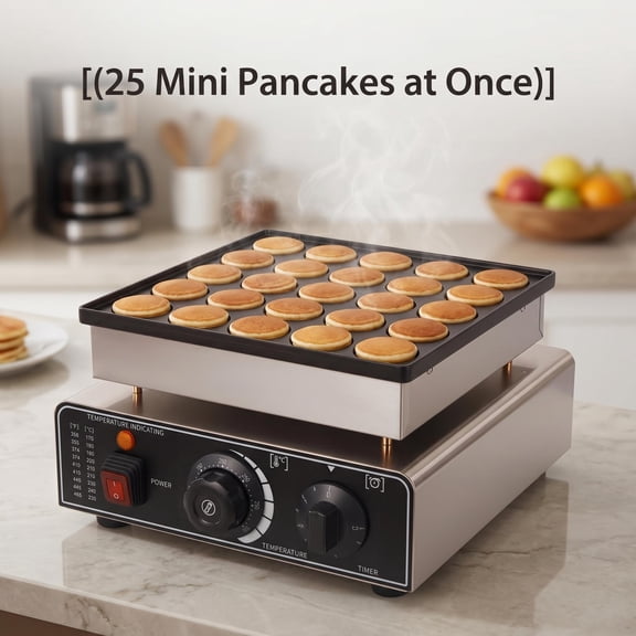 Electric Waffle Maker 8.8lbs Compact Design, Mini Pancake Maker 25 Holes Batch Cooking, Dutch Pancake Baker Easy Clean for Party Brunch Bar.