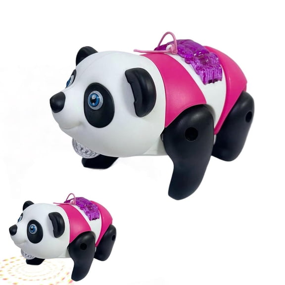 Electric Walking Panda Toy Cute Glowing LED Panda with Sound Leash Childrens Glowing Animal Learning to Walk Toy Gift