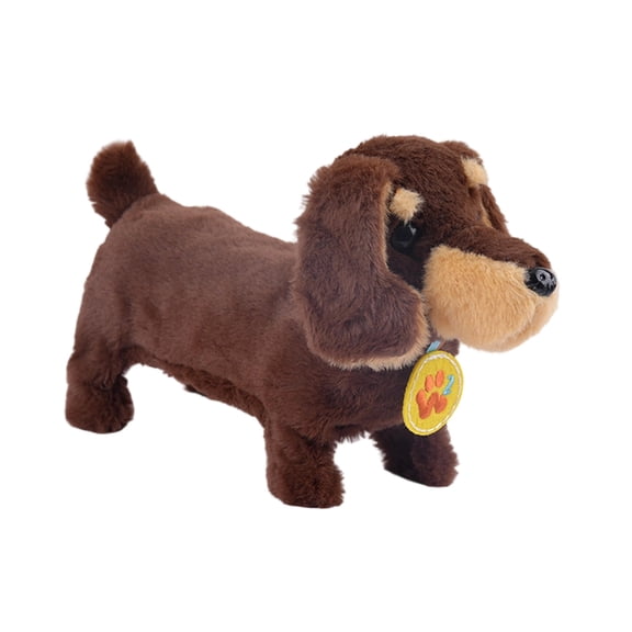 Electric Walking Plush Dachshund Dog Stuffed Animals Toy, Interactive Talking Musical Plush Toys Puppy Birthday Gifts for Boys Girls Adults Dog Lovers, 6x10" (Brown)