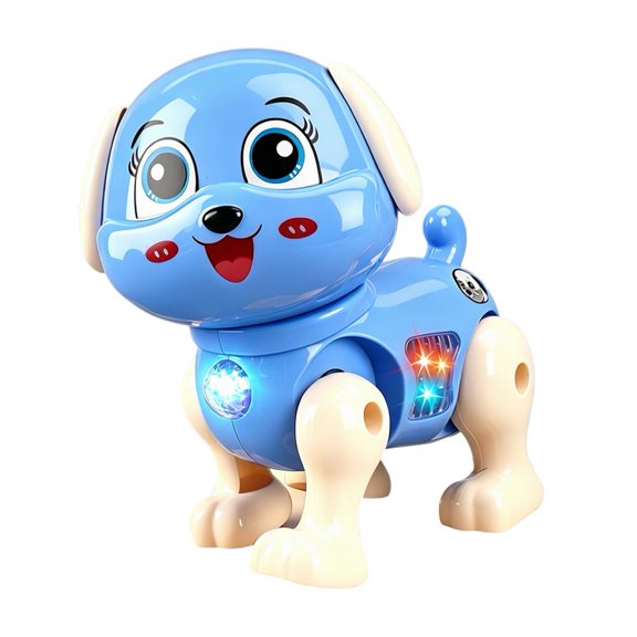 Electric Walking Puppy Toy with Barking Sounds and Light Effects, Soft Night Light Function for Bedtime, Compact Size for Toddlers 1-3, Safe Plastic Material