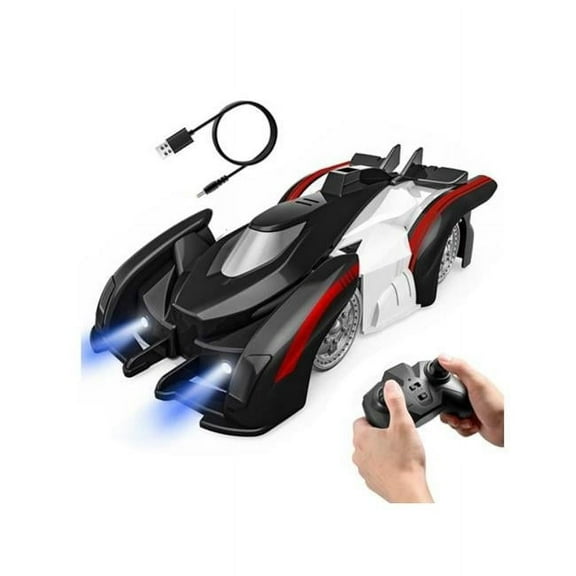 Electric Wall Climbing Car Toy 360° Rotating Shunt Car Remote Control Dual Mode RC Car Rechargeable Toy Car with Headlights Taillights Birthday Christ - Black