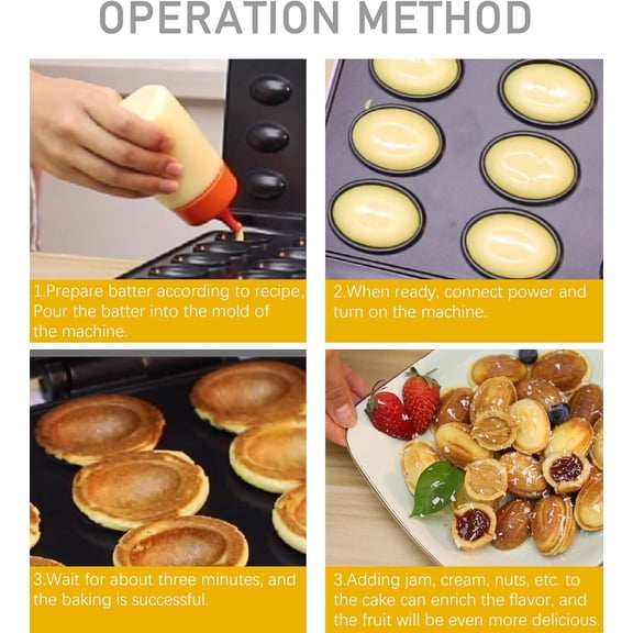 Electric Walnut Cookie Maker 24 Holes Mold Electric Walnut Snacks Maker Mini Nut Machine Sandwich Iron Electric Nut Mold Oreshek Non-stick Easy to Clean Black