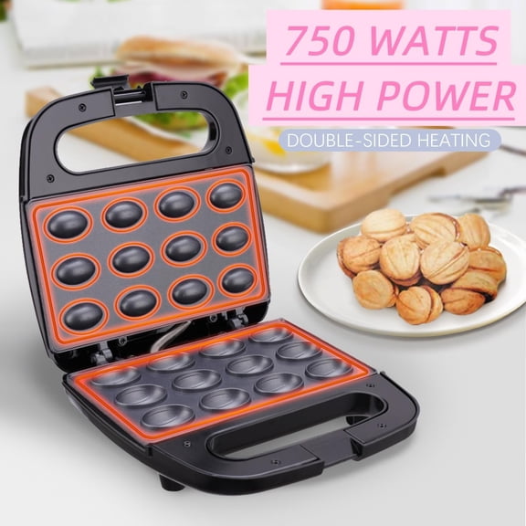 Electric Walnut Maker - Non Stick 12-Hole Cookie Mold with Double Sided Heat for Nuts Snacks