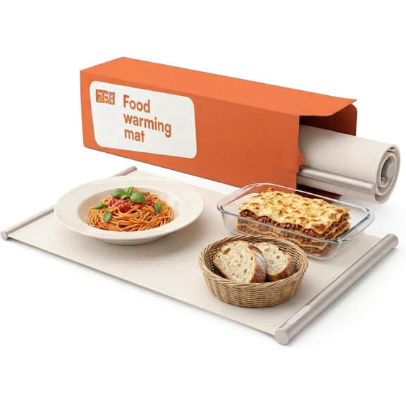 Electric Warming Mat for 26"x17", Portable Warming Mat for Countertop with Adjustable Temperature & Timer, Even Heating Roll-Up Pad for Buffet, Dinners ()