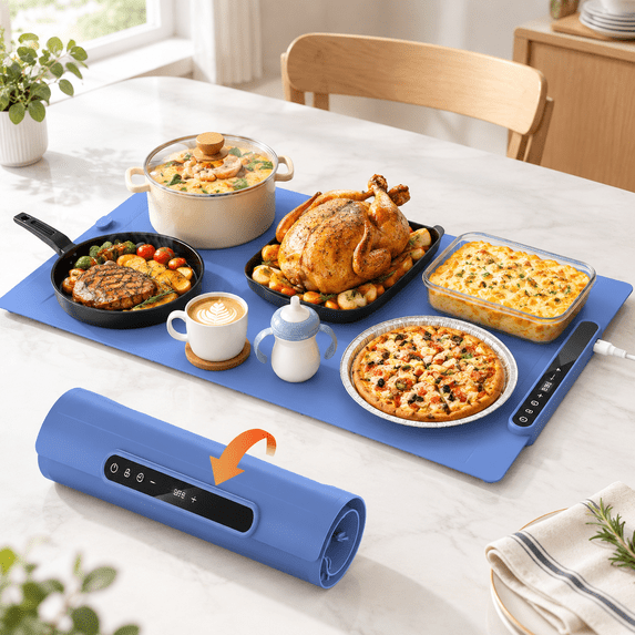 Electric Warming Mat For Food Roll-up Silicone Heating Pad With 7 ...