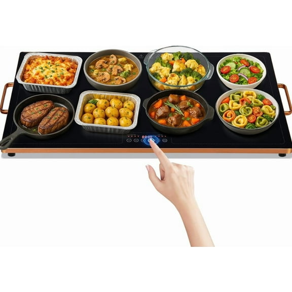 Electric Warming Tray (40''×12''), Adjustable Temperature, 10s Full Surface Heating, Smart Scheduling + Timer, Intelligent Digital Display, Food Warmer for Parties, Buffet, Home Use