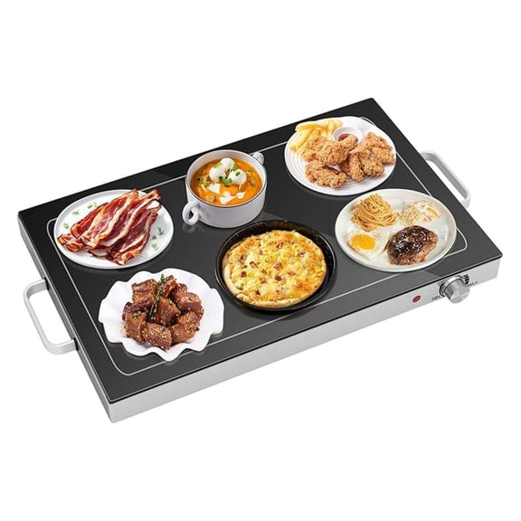 Electric Warming Tray with Adjustable Temperature, Food Warmer with Cool-Touch Handles and Non-Slip Feet for Parties, Buffets, Gatherings, 22" W x 14" Surface, Black