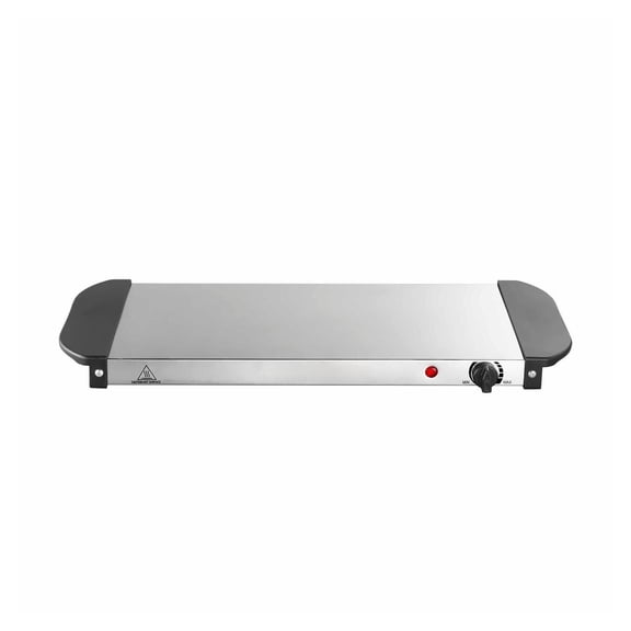 Electric Warming Tray Buffet Food Warmer with Temperature Control, Stainless Steel Hot Plate for Parties, Keep Food Warm, Defrosting, Family Gatherings, 21.5 x 10.3 Inch
