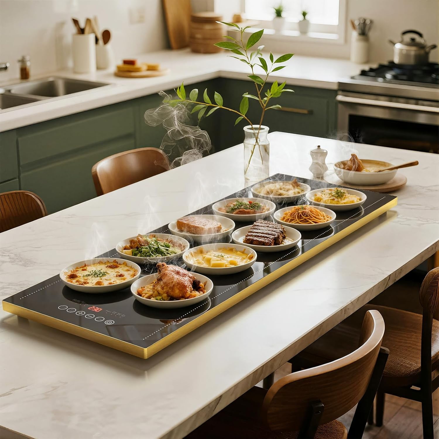 Electric Warming Tray for Buffet, Heats to 100°C in 8s, 11 Temp Settings 40–140°C, Touch Control, 24H Timer, Thermostat and Full Surface Heating, Food Warmer for Parties & Home (Extra Long 40"x12") - Walmart.com
