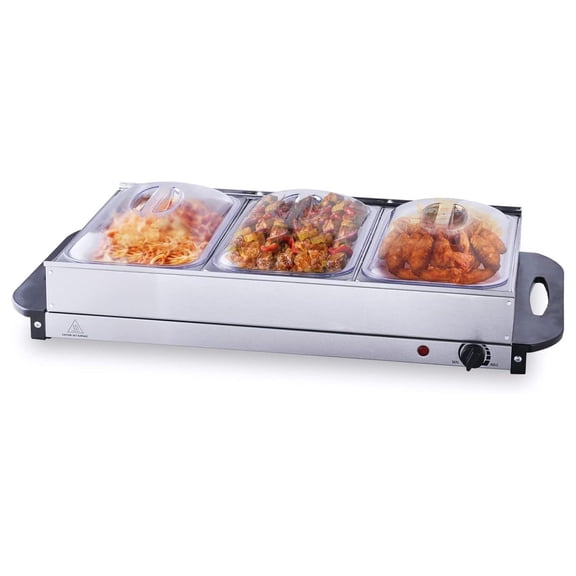 Electric Warming Tray, Food Warming Trays for Buffet, Warming Trays with Temp Control, Portable Stainless Steel 7.5 Quart Chafing Dish Set, ETL