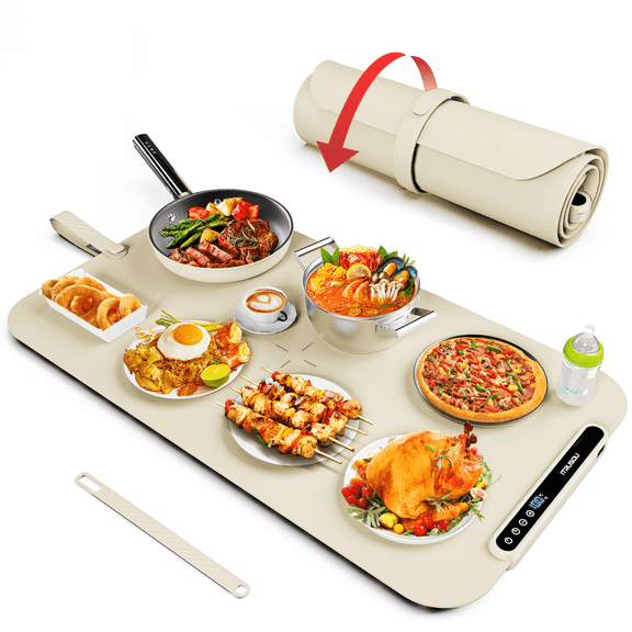 Electric Warming Tray - Full Surface Heating,Rollable & Portable,Premium Silicone Nano-Material,3 Temperature Settings,Auto Shut-Off -Versatile Food Warmer for Gatherings,Parties,Everyday Use