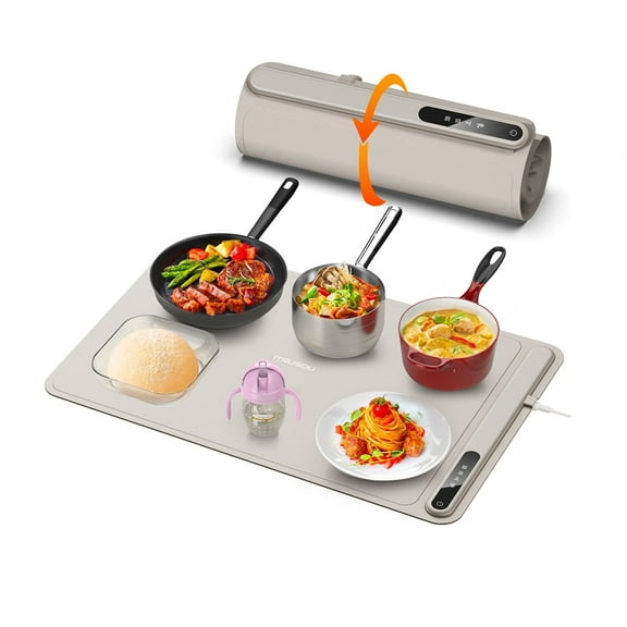 Electric Warming Tray - Full Surface Heating,Rollable & Portable,Premium Silicone Nano-Material,3 Temperature Settings,Auto Shut-Off -Versatile Food Warmer for Gatherings,Parties,Everyday Use