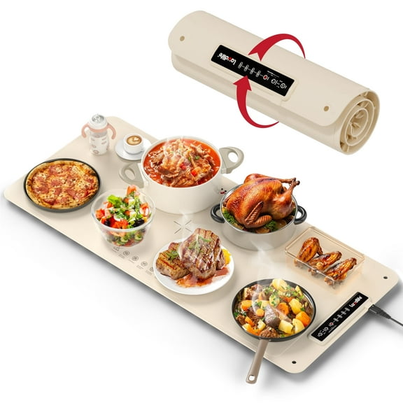 Warming Trays for Buffets Party, 40x16inch Food Warming Mat with 4-Temp Control