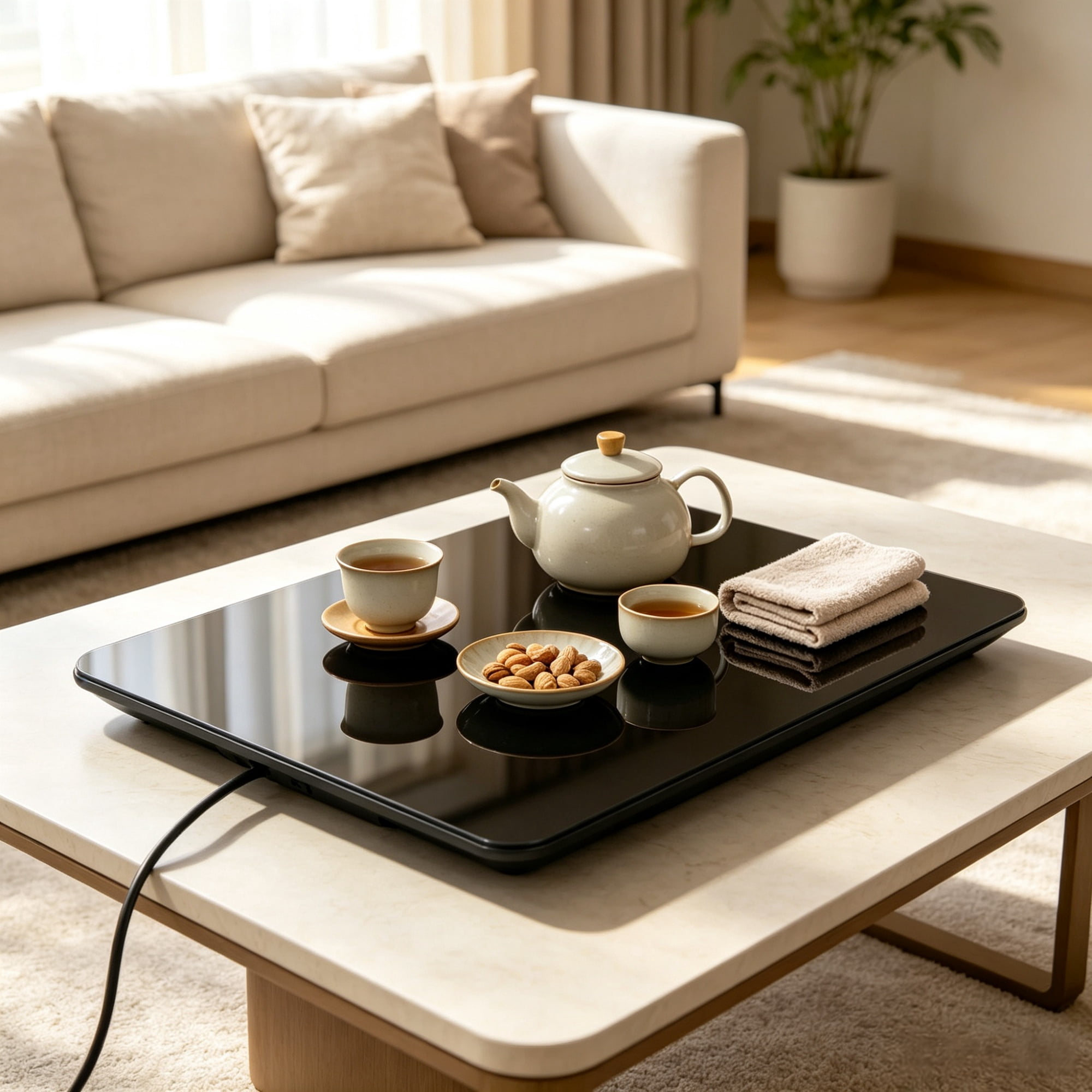 Electric Warming Tray, Portable Tempered Glass Heating Pad (65-90℃) for Catering & Parties, 16.5" x 11"