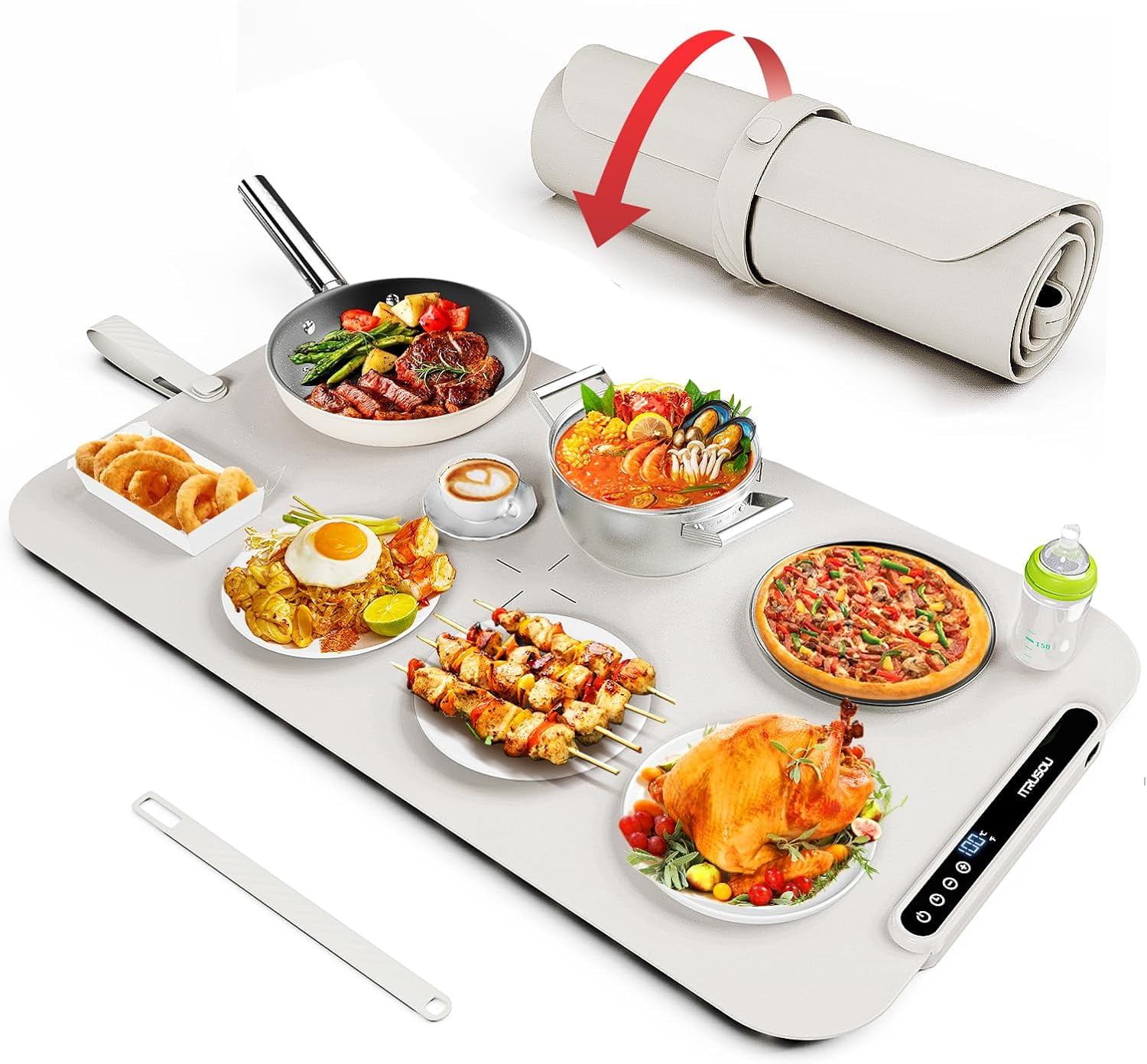 Electric Warming Tray, Food Warming Mat For Buffet, Rollable & Portable Silicone Food Warmer With 4 Temperature Settings - Bed Bath & Beyond - 42638414