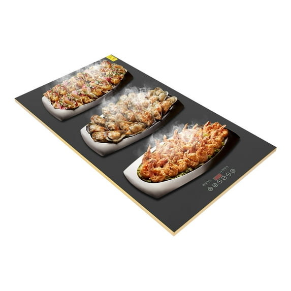 Electric Warming Tray, Tempered Glass Electric Server Warming Tray with Smart Display,Food Warming Mat for Indoor Dinner, with Timer Function & Child Safety Lock,Adjustable Temperature 104-284℉