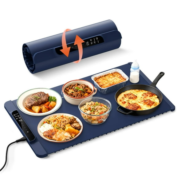 Electric Warming Tray, Warming Mat for Food , Portable Large Food Warmers Mat for Buffets Parties,Full Surface Fast Heating,6 Temperature Setting,Auto Shut-Off
