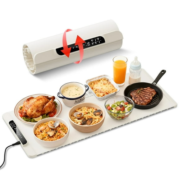 Electric Warming Tray, 35.4"x15" Warming Mat for Food, Extra Large Portable Food Warmers Mat for Buffets Parties,Fast Heating, White